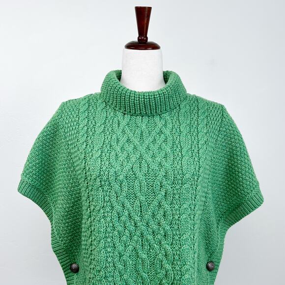Aran Sweater Market Irish 100% Merino Wool Cable Knit Poncho NWT - Picture 4 of 7